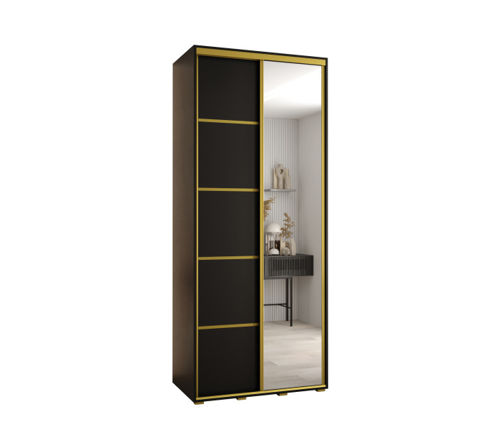 Szafa przesuwna 60 Cannes 5 110 czarny+czarny+złoty 760021