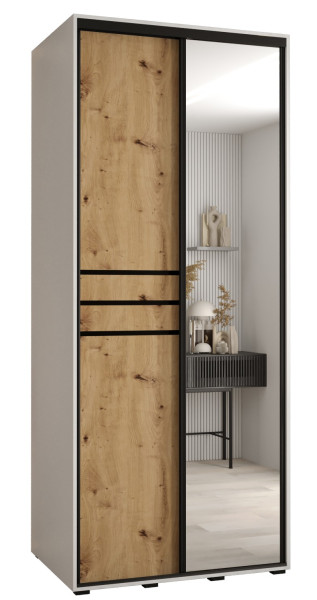 Szafa przesuwna 60 wysoka Davos 11 100 biały+artisan+czarny 156485