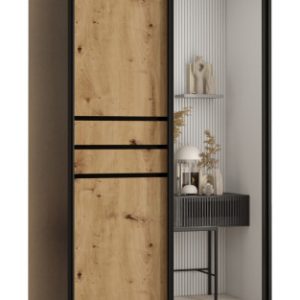 Szafa przesuwna 60 wysoka Davos 11 110 czarny+artisan+czarny 159660 Szafa przesuwna 60 wysoka Davos 11 110 czarny+artisan+czarny 159660