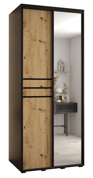 Szafa przesuwna 60 wysoka Davos 11 110 czarny+artisan+czarny 159660