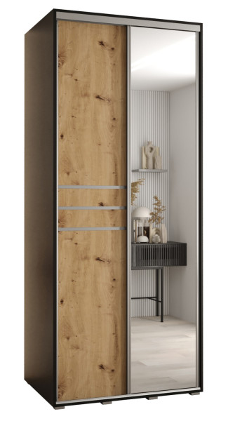 Szafa przesuwna 60 wysoka Davos 11 110 czarny+artisan+srebrn 159734