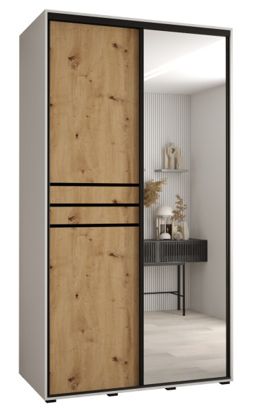 Szafa przesuwna 60 wysoka Davos 11 130 biały+artisan+czarny 159441