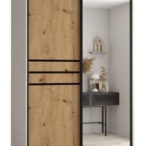 Szafa przesuwna 60 wysoka Davos 11 140 biały+artisan+czarny 159543