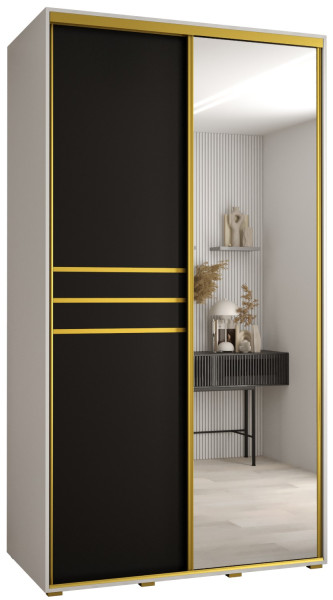 Szafa przesuwna 60 wysoka Davos 11 140 biały+czarny+złoty 159531