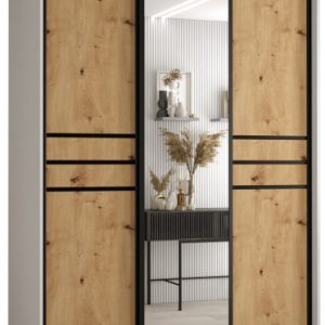 Szafa przesuwna 60 wysoka Davos 11 150 biały+artisan+czarny 159715 Szafa przesuwna 60 wysoka Davos 11 150 biały+artisan+czarny 159715
