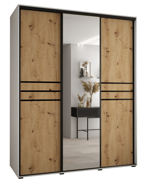 Szafa przesuwna 60 wysoka Davos 11 200 biały+artisan+czarny 162030