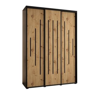 Szafa przesuwna 60 wysoka DAVOS 12 180 czarny+artisan+czarny 760423 Szafa przesuwna 60 wysoka DAVOS 12 180 czarny+artisan+czarny 760423