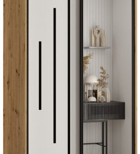 Szafa przesuwna 60 wysoka Davos 13 120 artisan+biały+czarny 161709 Szafa przesuwna 60 wysoka Davos 13 120 artisan+biały+czarny 161709