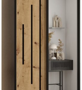 Szafa przesuwna 60 wysoka Davos 13 120 czarny+artisan+czarny 161728 Szafa przesuwna 60 wysoka Davos 13 120 czarny+artisan+czarny 161728