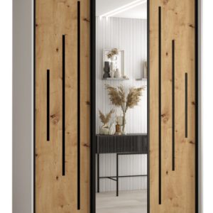 Szafa przesuwna 60 wysoka Davos 13 160 biały+artisan+czarny 165644 Szafa przesuwna 60 wysoka Davos 13 160 biały+artisan+czarny 165644