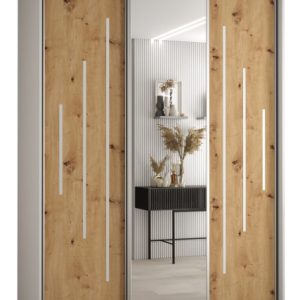 Szafa przesuwna 60 wysoka Davos 13 180 biały+artisan+srebrny 172026 Szafa przesuwna 60 wysoka Davos 13 180 biały+artisan+srebrny 172026