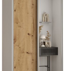 Szafa przesuwna 60 wysoka Davos 3 100 biały+artisan+srebrny 134147