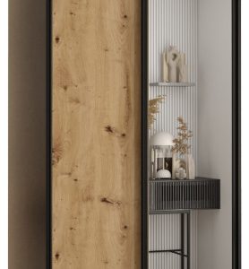 Szafa przesuwna 60 wysoka Davos 3 100 czarny+artisan+czarny 134114