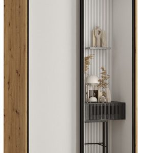 Szafa przesuwna 60 wysoka Davos 3 110 artisan+biały+czarny 134064