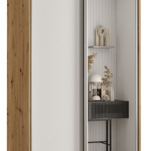 Szafa przesuwna 60 wysoka Davos 3 110 artisan+biały+srebrny 134089