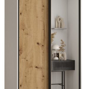 Szafa przesuwna 60 wysoka Davos 3 110 biały+artisan+czarny 134078