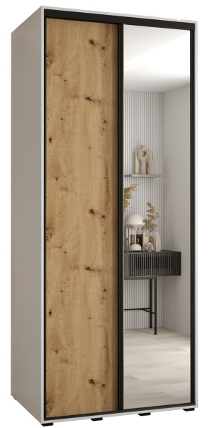 Szafa przesuwna 60 wysoka Davos 3 120 biały+artisan+czarny 134052
