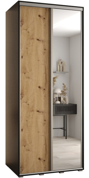 Szafa przesuwna 60 wysoka Davos 3 120 czarny+artisan+srebrny 134082
