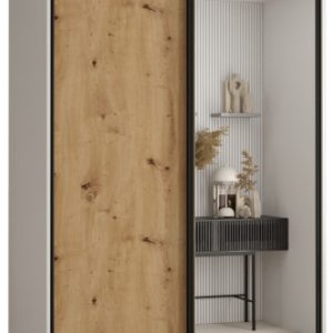 Szafa przesuwna 60 wysoka Davos 3 130 biały+artisan+czarny 134053