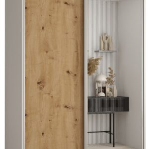 Szafa przesuwna 60 wysoka Davos 3 130 biały+artisan+srebrny 134072