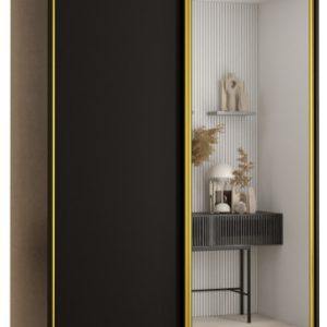 Szafa przesuwna 60 wysoka Davos 3 130 czarny+czarny+złoty 134079 Szafa przesuwna 60 wysoka Davos 3 130 czarny+czarny+złoty 134079