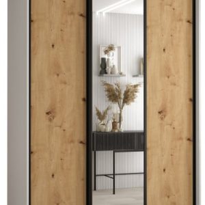 Szafa przesuwna 60 wysoka Davos 3 160 biały+artisan+czarny 138730 Szafa przesuwna 60 wysoka Davos 3 160 biały+artisan+czarny 138730