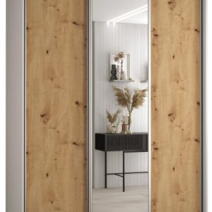 Szafa przesuwna 60 wysoka Davos 3 170 biały+artisan+srebrny 138737