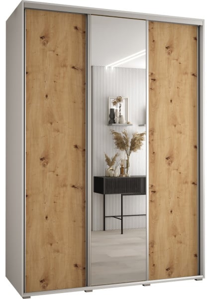 Szafa przesuwna 60 wysoka Davos 3 170 biały+artisan+srebrny 138737