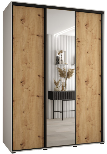 Szafa przesuwna 60 wysoka Davos 3 180 biały+artisan+czarny 139305