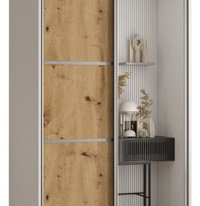 Szafa przesuwna 60 wysoka Davos 5 100 biały+artisan+srebrny 139579 Szafa przesuwna 60 wysoka Davos 5 100 biały+artisan+srebrny 139579