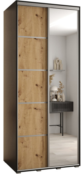 Szafa przesuwna 60 wysoka Davos 5 100 czarny+artisan+srebrny 139570