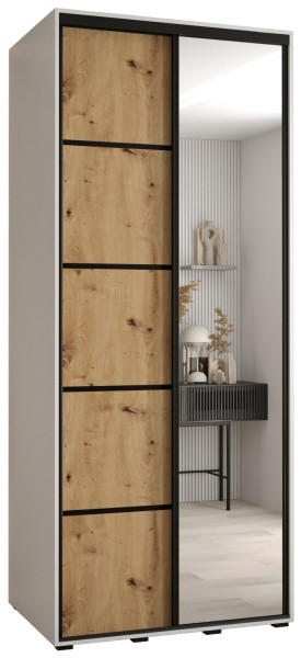 Szafa przesuwna 60 wysoka Davos 5 120 biały+artisan+czarny 139530