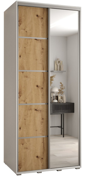 Szafa przesuwna 60 wysoka Davos 5 120 biały+artisan+srebrny 139519