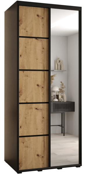 Szafa przesuwna 60 wysoka Davos 5 120 czarny+artisan+czarny 139494