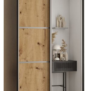 Szafa przesuwna 60 wysoka Davos 5 120 czarny+artisan+srebrny 139484