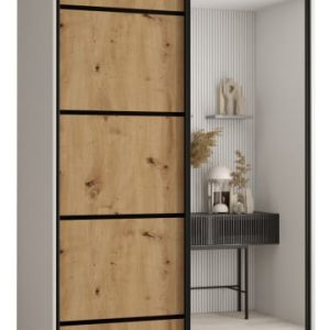 Szafa przesuwna 60 wysoka Davos 5 130 biały+artisan+czarny 139470