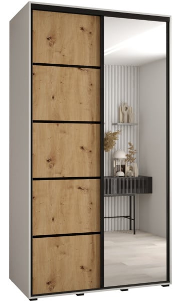 Szafa przesuwna 60 wysoka Davos 5 130 biały+artisan+czarny 139470