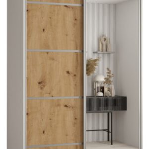 Szafa przesuwna 60 wysoka Davos 5 130 biały+artisan+srebrny 139476