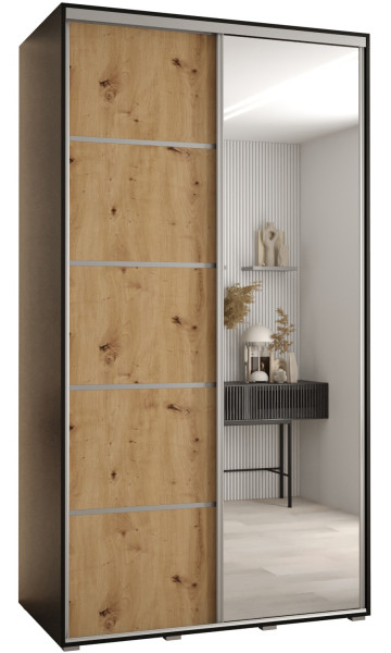 Szafa przesuwna 60 wysoka Davos 5 130 czarny+artisan+srebrny 139529