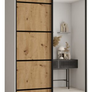 Szafa przesuwna 60 wysoka Davos 5 140 biały+artisan+czarny 139664