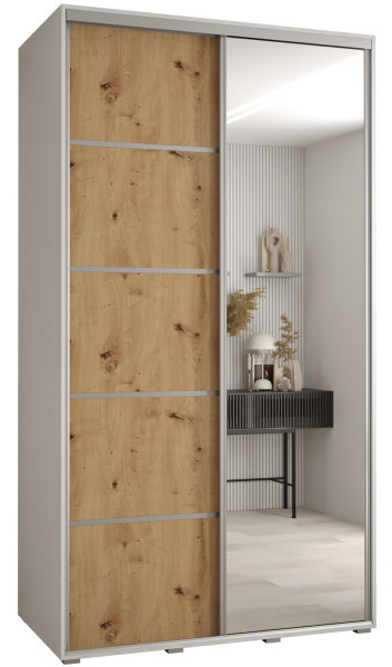 Szafa przesuwna 60 wysoka Davos 5 140 biały+artisan+srebrny 139676