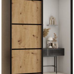 Szafa przesuwna 60 wysoka Davos 5 140 czarny+artisan+czarny 139652
