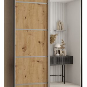 Szafa przesuwna 60 wysoka Davos 5 140 czarny+artisan+srebrny 139683