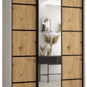 Szafa przesuwna 60 wysoka Davos 5 150 biały+artisan+czarny 139455 Szafa przesuwna 60 wysoka Davos 5 150 biały+artisan+czarny 139455