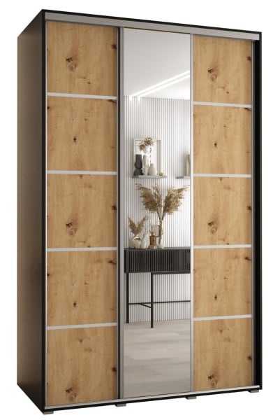 Szafa przesuwna 60 wysoka Davos 5 150 czarny+artisan+srebrny 141766