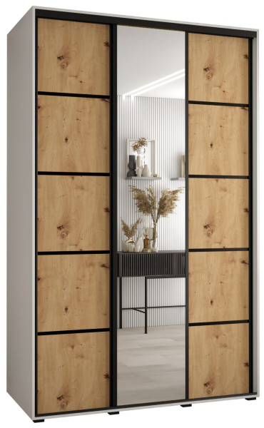 Szafa przesuwna 60 wysoka Davos 5 160 biały+artisan+czarny 141478