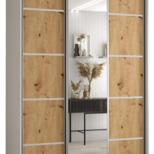 Szafa przesuwna 60 wysoka Davos 5 160 biały+artisan+srebrny 141535