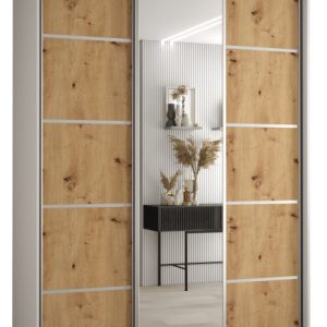 Szafa przesuwna 60 wysoka Davos 5 180 biały+artisan+srebrny 141866 Szafa przesuwna 60 wysoka Davos 5 180 biały+artisan+srebrny 141866