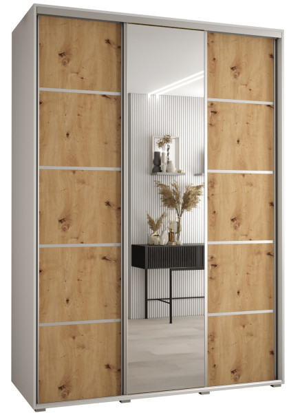 Szafa przesuwna 60 wysoka Davos 5 180 biały+artisan+srebrny 141866