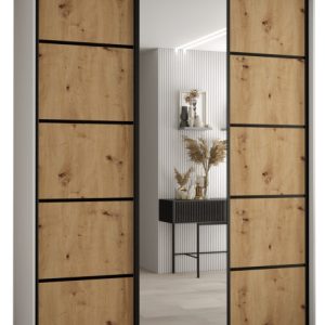 Szafa przesuwna 60 wysoka Davos 5 190 biały+artisan+czarny 141701